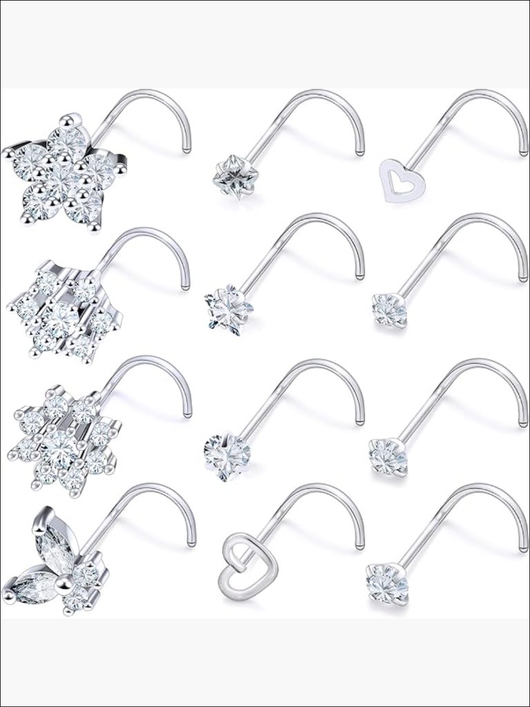316l Surgical Steel Nose Rings Studs Piercing Jewelry 12 Pieces